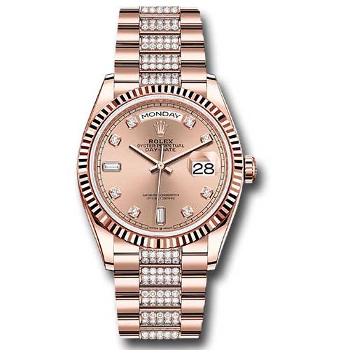 Rolex Everose Gold - Fluted Bezel - Diamond President