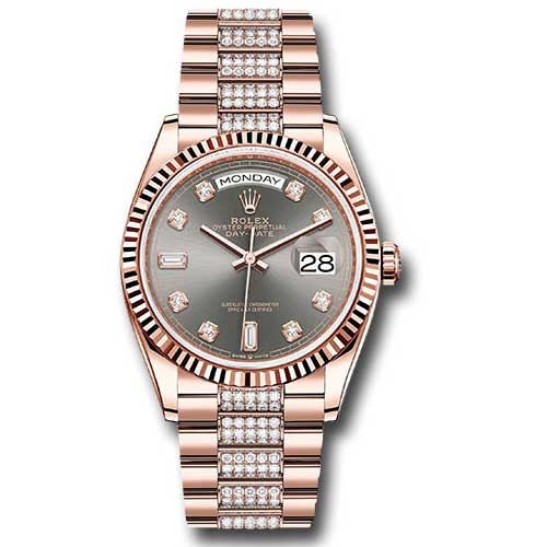 Rolex Everose Gold - Fluted Bezel - Diamond President