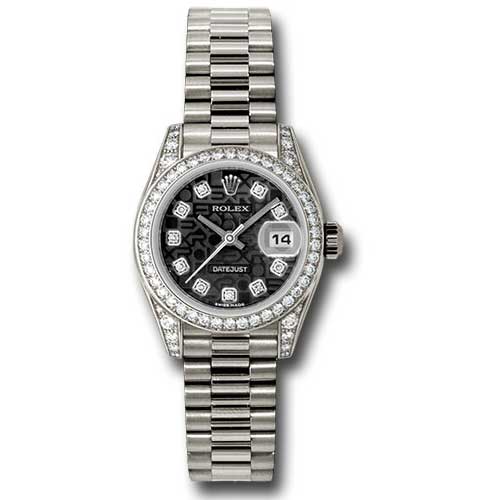 Rolex Datejust Lady - Gold President White Gold - Dia Bezel - President