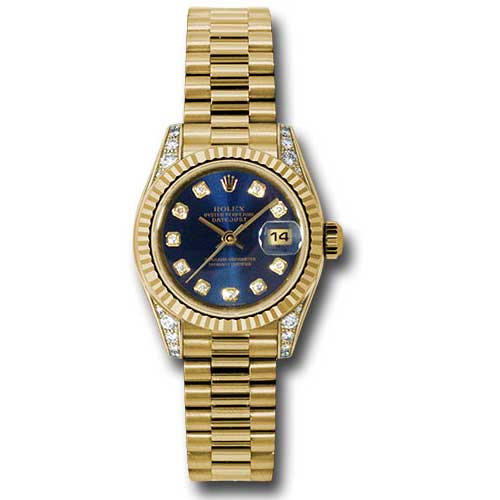 Rolex Datejust Lady - Gold President Yellow Gold - Fluted Bezel - President