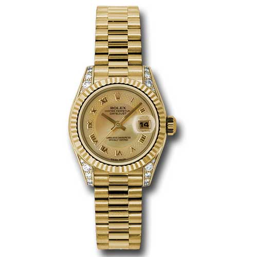 Rolex Datejust Lady - Gold President Yellow Gold - Fluted Bezel - President 179238 chmdrp