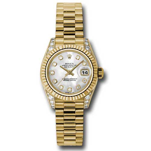 Rolex Datejust Lady - Gold President Yellow Gold - Fluted Bezel - President