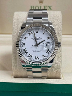 Rolex Datejust 41 Steel and White Gold - Fluted Bezel - Oyster 126334