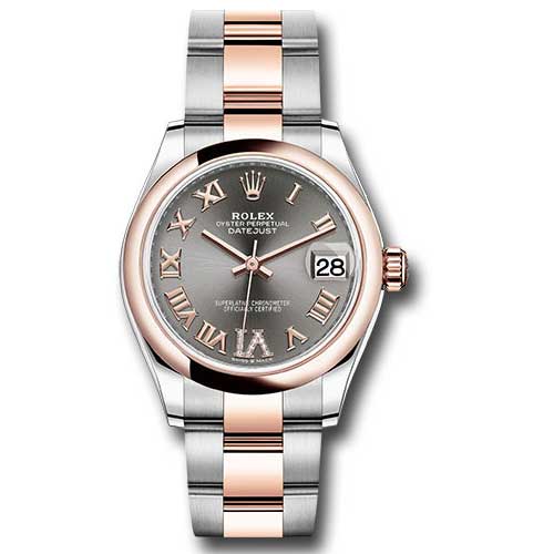 Rolex Datejust 31mm - Steel and Gold Pink Gold - Domed Bezel - Oyster