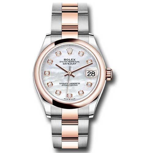 Rolex Datejust 31mm - Steel and Gold Pink Gold - Domed Bezel - Oyster