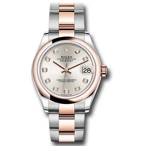 Rolex Datejust 31mm - Steel and Gold Pink Gold - Domed Bezel - Oyster