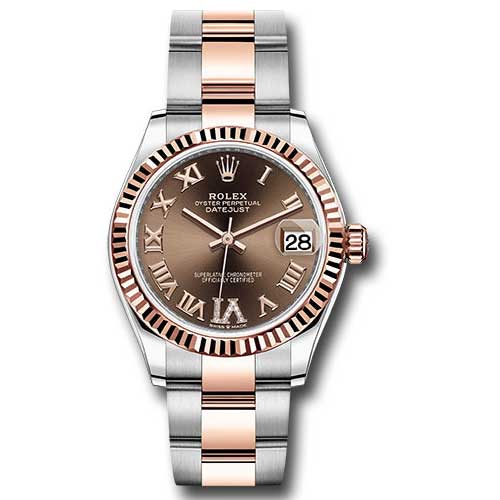 Rolex Datejust 31mm - Steel and Gold Pink Gold - Fluted Bezel - Oyster