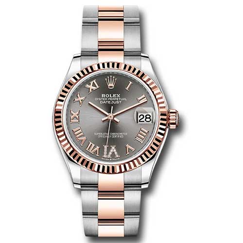 Rolex Datejust 31mm - Steel and Gold Pink Gold - Fluted Bezel - Oyster