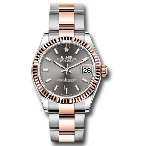 Rolex Datejust 31mm - Steel and Gold Pink Gold - Fluted Bezel - Oyster