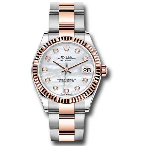 Rolex Datejust 31mm - Steel and Gold Pink Gold - Fluted Bezel - Oyster