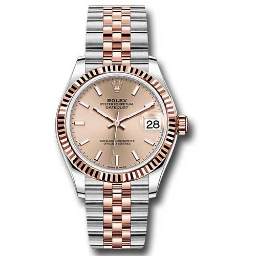 Rolex Datejust 31mm - Steel and Gold Pink Gold - Fluted Bezel - Jubilee