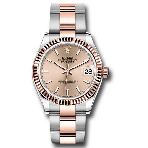 Rolex Datejust 31mm - Steel and Gold Pink Gold - Fluted Bezel - Oyster