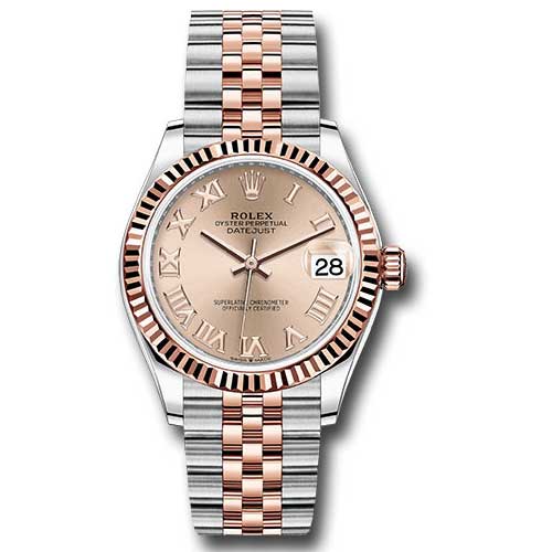 Rolex Datejust 31mm - Steel and Gold Pink Gold - Fluted Bezel - Jubilee