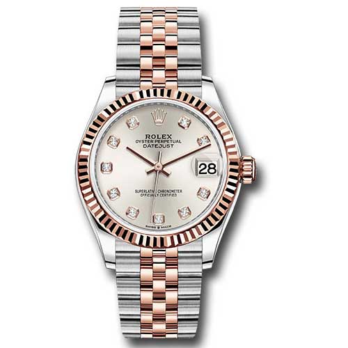 Rolex Datejust 31mm - Steel and Gold Pink Gold - Fluted Bezel - Jubilee