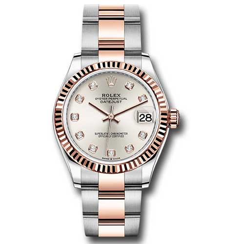 Rolex Datejust 31mm - Steel and Gold Pink Gold - Fluted Bezel - Oyster