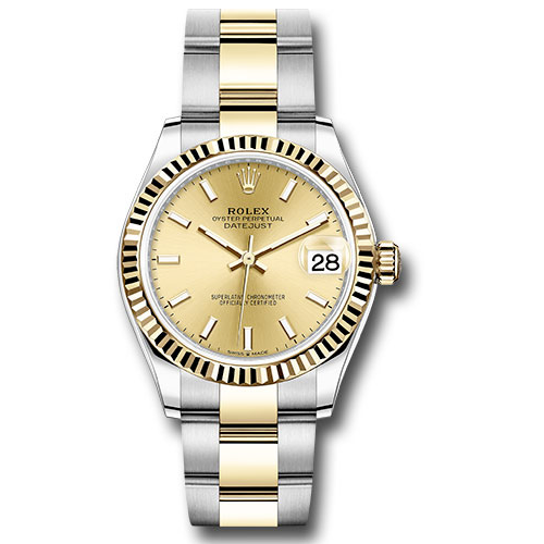 Rolex Datejust 31 - yellow gold - fluted bezel - oyster