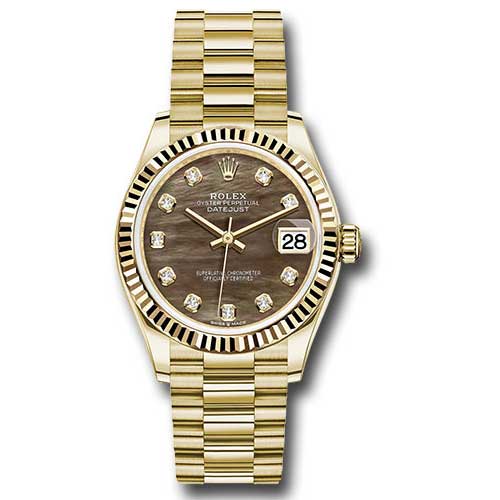 Rolex Datejust 31mm - Gold President Yellow Gold - Fluted Bezel