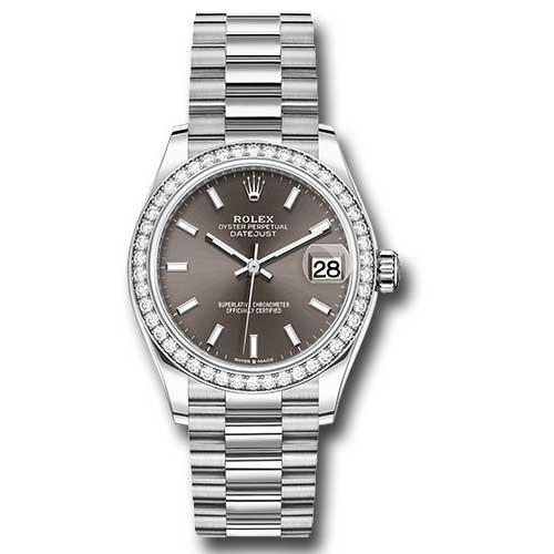 Rolex Datejust 31 - White Gold - Diamond Bezel - President Bracelet