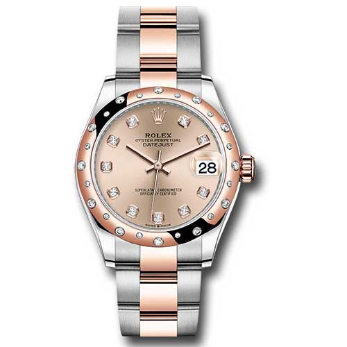 Rolex Datejust 31mm - Steel and Gold Pink Gold - 24 Dia Bezel - Oyster