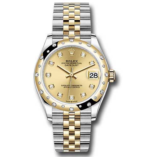 Rolex Datejust 31 - Steel and Yellow Gold - 24 Diamond Bezel - Jubilee