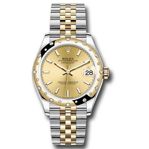 Rolex Datejust 31 - Steel and Yellow Gold - 24 Diamond Bezel - Jubilee