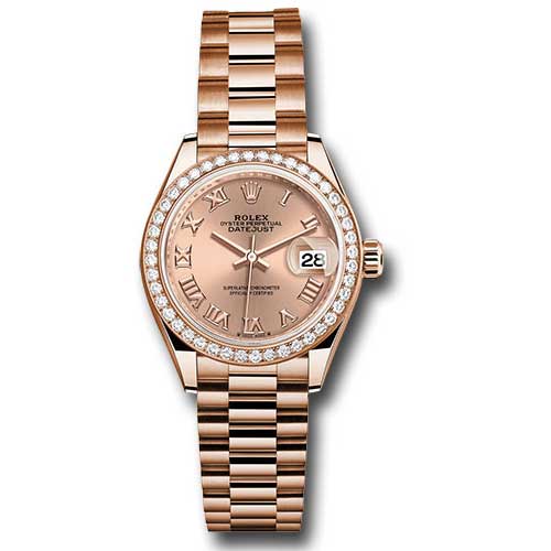 Rolex Lady Datejust 28 - Pink Gold - Diamond Bezel - President