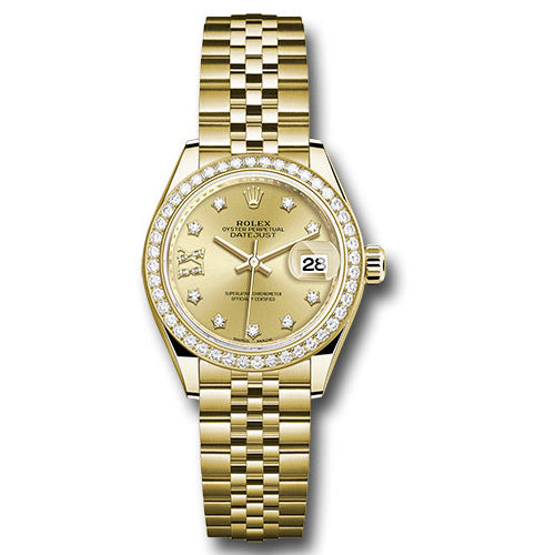 Rolex Datejust Lady 28 Yellow Gold - Diamond Bezel - Jubilee Bracelet