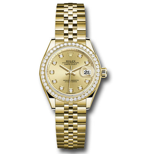 Rolex Datejust Lady 28 Yellow Gold - Diamond Bezel - Jubilee Bracelet