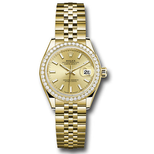 Rolex Datejust Lady 28 Yellow Gold - Diamond Bezel - Jubilee Bracelet