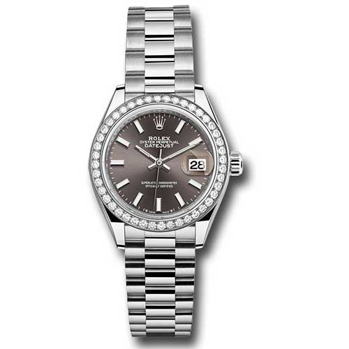 Rolex Datejust Lady - Gold President White Gold - Dia Bezel - President