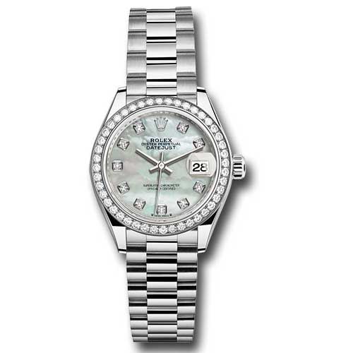 Rolex Datejust Lady - Gold President White Gold - Dia Bezel - President