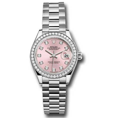 Rolex Datejust Lady - Gold President White Gold - Dia Bezel - President