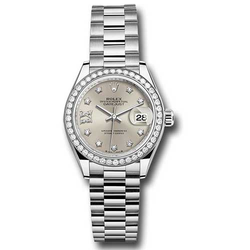 Rolex Datejust Lady - Gold President White Gold - Dia Bezel - President