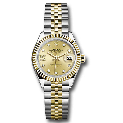 Rolex Datejust Lady 28 Steel and Yellow Gold - Fluted Bezel - Jubilee