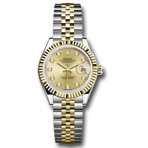 Rolex Datejust Lady 28 Steel and Yellow Gold - Fluted Bezel - Jubilee