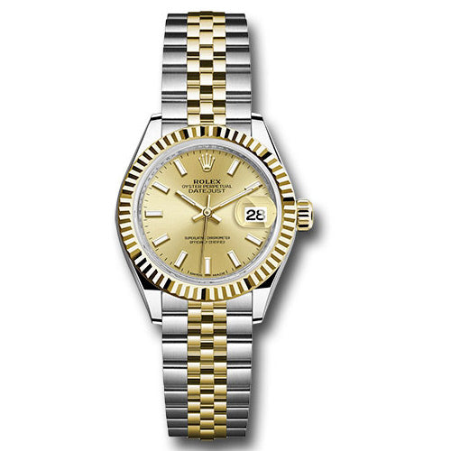 Rolex Datejust Lady 28 Steel and Yellow Gold - Fluted Bezel - Jubilee