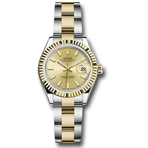 Rolex Datejust Lady 28 Steel and Yellow Gold - Fluted Bezel - Oyster