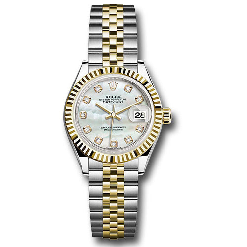 Rolex Datejust Lady 28 Steel and Yellow Gold - Fluted Bezel - Jubilee