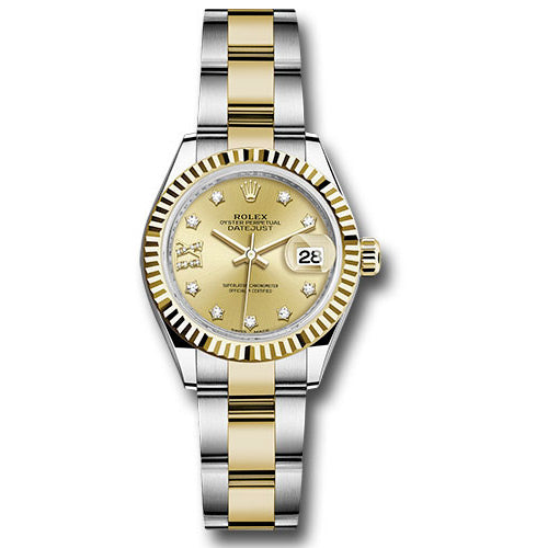 Rolex Datejust Lady 28 Steel and Yellow Gold - Fluted Bezel - Oyster