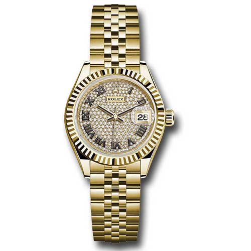 Rolex Datejust Lady 28 Yellow Gold - Fluted Bezel - Jubilee Bracelet