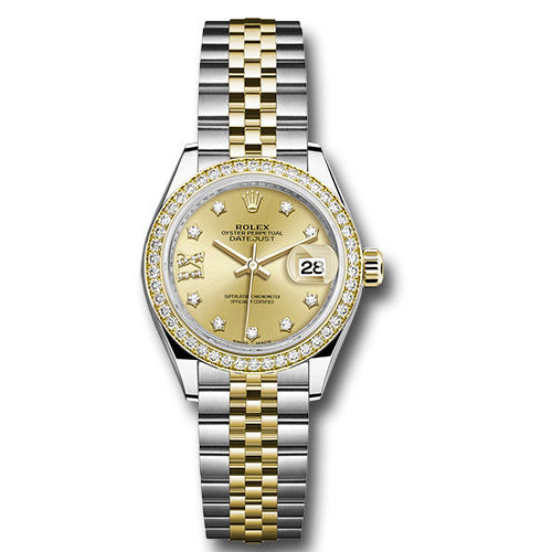 Rolex Datejust Lady 28 Steel and Yellow Gold - Diamond Bezel - Jubilee