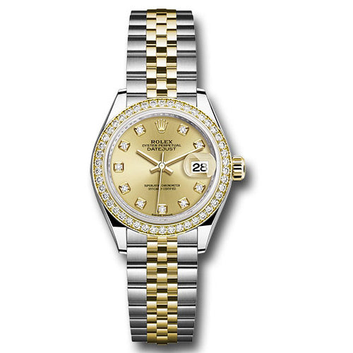 Rolex Datejust Lady 28 Steel and Yellow Gold - Diamond Bezel - Jubilee