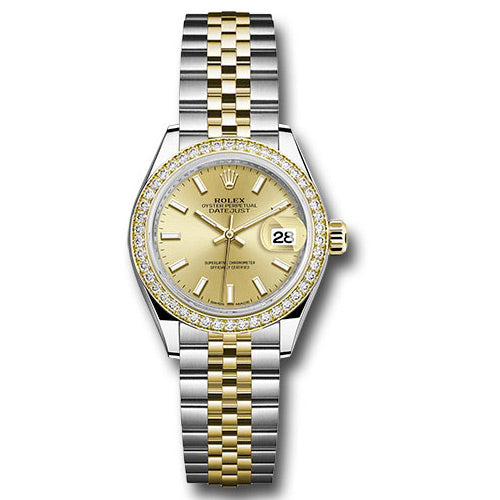 Rolex Datejust Lady 28 Steel and Yellow Gold - Diamond Bezel - Jubilee