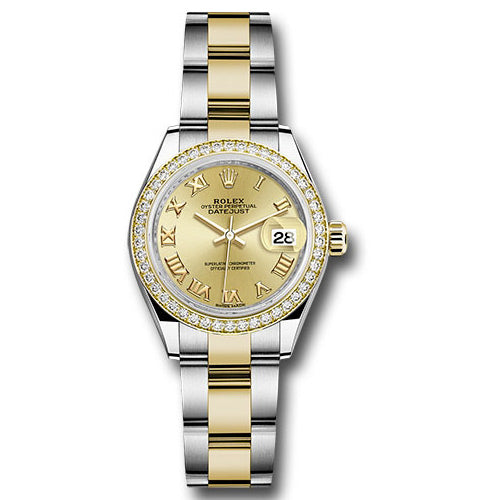 Rolex Datejust Lady 28 Steel and Yellow Gold - Diamond Bezel - Oyster