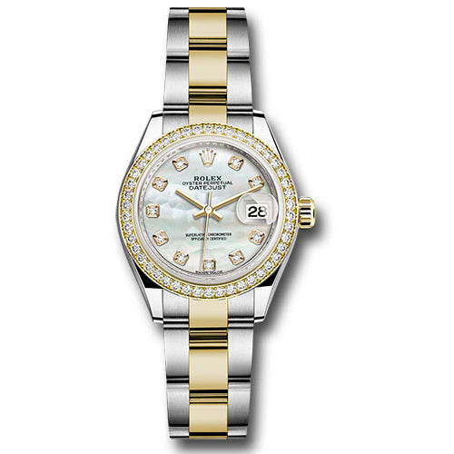 Rolex Datejust Lady 28 Steel and Yellow Gold - Diamond Bezel - Oyster