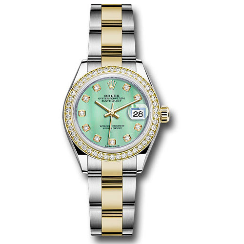 Rolex Datejust Lady 28 Steel and Yellow Gold - Diamond Bezel - Oyster