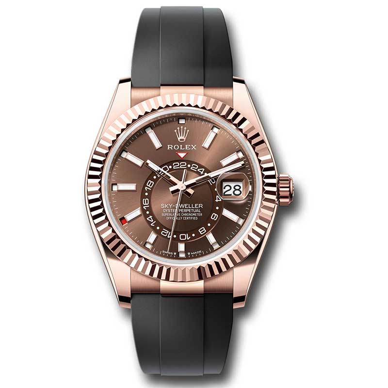 Rolex Everose Gold Sky-Dweller - Fluted Bezel - Oysterflex Bracelet