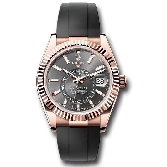 Rolex Everose Gold Sky-Dweller - Fluted Bezel - Oysterflex Bracelet