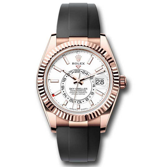 Rolex Everose Gold Sky-Dweller - Fluted Bezel - Oysterflex Bracelet