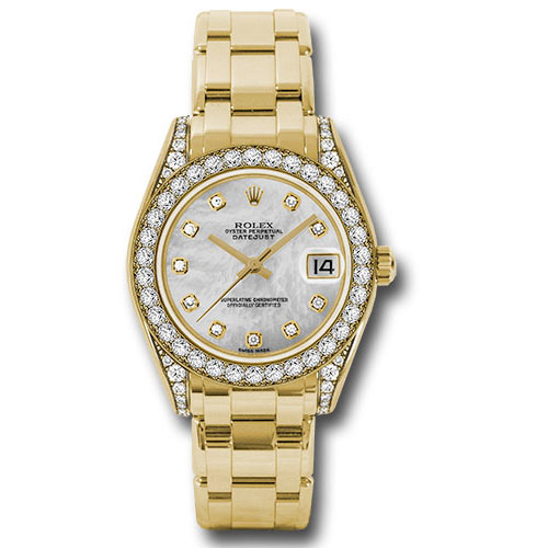 Rolex Datejust Pearlmaster 34 - Yellow Gold - 34 Diamond Bezel - Diamond Lugs